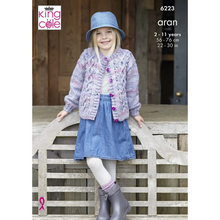 Load image into Gallery viewer, King Cole Aran Knitting pattern 6223 Child’s Jackets in Crescendo Aran 22-30 ins
