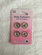 Hemline  Brass Rust Proof Sew On Snap Fasteners | 15mm | 4 Sets