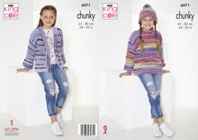 Load image into Gallery viewer, King Cole Chunky Knitting pattern 5740 Sweater &amp; Cardigan 24-32 ins
