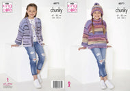 King Cole Chunky Knitting pattern 5740 Sweater & Cardigan 24-32 ins