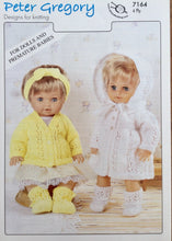 Load image into Gallery viewer, Peter Gregory 4 ply knitting pattern 7164  - Dolls/Prem cardigan matinee sets
