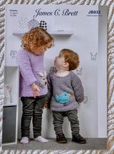 Load image into Gallery viewer, James C Brett Chunky Knitting Pattern JB832 Sweater in Flutterby Chunky 16-26ins
