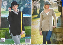 Load image into Gallery viewer, King Cole Chunky Knitting pattern 4275 Sweater &amp; Cardigan 28-46 ins
