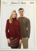 Load image into Gallery viewer, James C Brett Aran knitting pattern JB422 - Sweaters 28-48 ins

