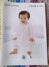 Load image into Gallery viewer, UKHKA DK knitting pattern 199 - Babies Dress &amp; Jacket 14-22ins - Double Knitting
