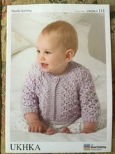 Load image into Gallery viewer, UKHKA DK knitting pattern 111 - Babies Cardigan 12-20ins
