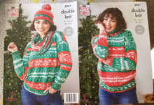 Load image into Gallery viewer, King Cole DK knitting pattern 5941 - Sweaters, Cowl &amp; Hat - 32-50ins - Christmas
