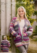 Load image into Gallery viewer, James C Brett Chunky knitting pattern JB842  Ladies Cardigan 32-50 ins.
