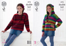Load image into Gallery viewer, King Cole DK knitting pattern 4778 - Hoodie &amp; Sweater - 22-30ins
