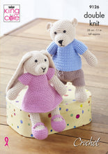 Load image into Gallery viewer, King Cole DK Crochet Pattern 9126 Toy Bear &amp; Rabbit
