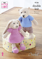 King Cole DK Crochet Pattern 9126 Toy Bear & Rabbit
