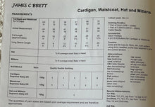Load image into Gallery viewer, James C Brett DK Knitting Pattern JB082 - Cardigan Waistcoat Hat Mitts 12-20 ins
