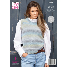 Load image into Gallery viewer, King Cole Aran Knitting pattern 6227 Ladies Cardigan &amp; Vest 32-50 ins
