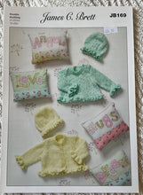 Load image into Gallery viewer, James C Brett DK Knitting Pattern JB169 - Baby Cardigan Sweater &amp; Hat 12-20 ins
