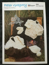 Load image into Gallery viewer,  Peter Gregory Aran knitting pattern 903 - Cardigans Mittens &amp; Hat - 16-30 ins

