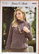 James C Brett super chunky knitting pattern JB332 Ladies Sweater & Hat 28-46 ins