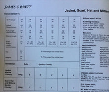 Load image into Gallery viewer, James C Brett Chunky Knitting Pattern JB657 Jacket Scarf Hat Mittens 22-30 ins
