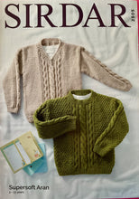 Load image into Gallery viewer, Sirdar Supersoft Aran Knitting Pattern 2505 Sweaters 22-32 ins
