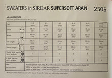 Load image into Gallery viewer, Sirdar Supersoft Aran Knitting Pattern 2505 Sweaters 22-32 ins
