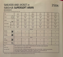 Load image into Gallery viewer, Sirdar Supersoft Aran Knitting Pattern 2504 Sweater &amp; Jacket 22-32 ins
