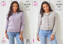 Load image into Gallery viewer, King Cole DK Knitting pattern 6157 Ladies Sweater &amp; Cardigan 32-50ins

