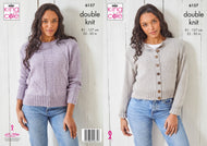 King Cole DK Knitting pattern 6157 Ladies Sweater & Cardigan 32-50ins