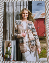 Load image into Gallery viewer, James C Brett Aran knitting pattern JB917 Ladies Cardigan &amp; Waistcoat 32-50 ins
