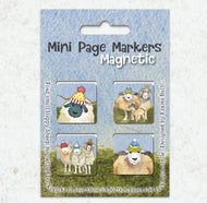 Emma Ball 4 Mini Page Markers Magnetic Book Mark - Happy Sheep (PM11)