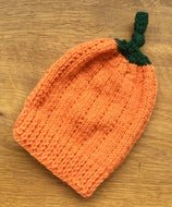 HANDMADE KNITTED BABY HAT BEANIE HALLOWEEN PUMPKIN Photo Prop 0-3 MONTHS ORANGE