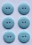 Blue and White Stripe 22mm Buttons, Pack of 6, Stripey, Polyester, Stripes