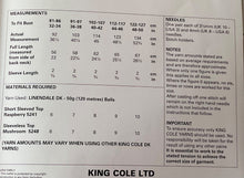 Load image into Gallery viewer, King Cole DK knitting pattern 5986 - Ladies Tops in Linendale DK - 32-50 ins
