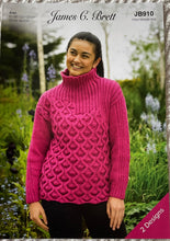 Load image into Gallery viewer, James C Brett knitting pattern JB910 Ladies Sweaters in Croftland Aran 32-50ins
