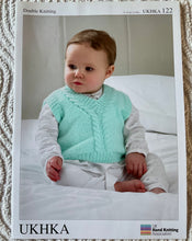 Load image into Gallery viewer, UKHKA DK knitting pattern 122 - Babies Slipovers, Cardigan &amp; Waistcoat 12-20ins
