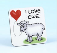 Vanessa Bee Coaster Laminated Drinks Mat  -  I Love Ewe 