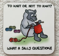 Vanessa Bee Coaster Laminated Drinks Mat  -  To knit or not……