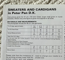 Load image into Gallery viewer, Peter Pan DK knitting pattern P813 Sweaters &amp; Cardigans 16-22ins
