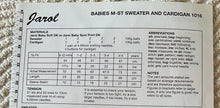 Load image into Gallery viewer, Jarol DK knitting pattern 1016  - Babies Sweater &amp; Cardigan  17.5-24 ins
