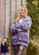 James C Brett Chunky knitting pattern JB841 Ladies Cardigan & Sweater 32-50 ins.
