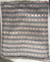 Load image into Gallery viewer, Baby Blanket - Grey &amp; White with Blossom - 27” x 33” approx. Handmade Knitted
