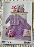 UKHKA DK knitting pattern 138 - Babies Cardigan, Hat & Blanket 12-20ins