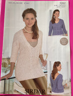 Sirdar DK Knitting Pattern 7092 - Ladies Tops 32-54 ins