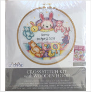 My Cross Stitch - Kit with Wooden Hoop - Incl DMC Thread - Patchwork Bunny