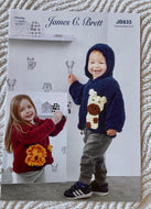 James C Brett Chunky Knitting Pattern JB833 Hoodie in Flutterby Chunky 16-26ins
