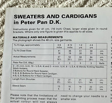 Load image into Gallery viewer, Peter Pan DK knitting pattern P813 Sweaters &amp; Cardigans 16-22ins

