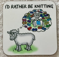 Vanessa Bee Coaster Laminated Drinks Mat  -  I’d rather be knitting 